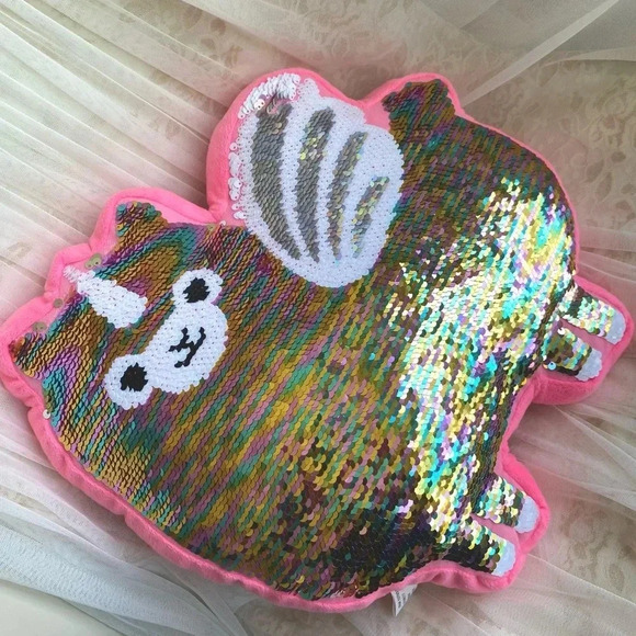 Justice Llamacorn Reversible Soft Sequin Pretty Pink Pillow Girls Plush Toy 12" - Picture 3 of 6